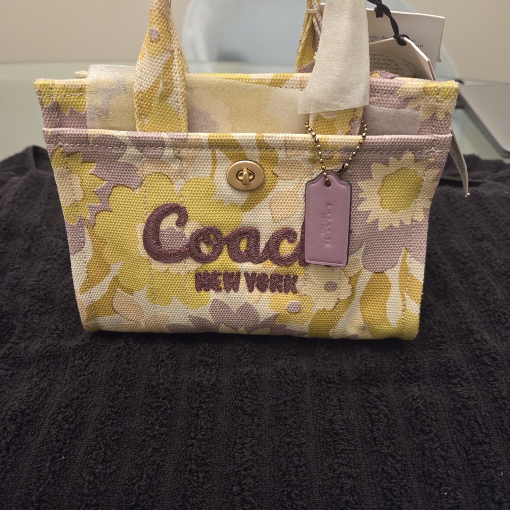 Coach Floral Canvas Mini Tote in Yellow & Lavender